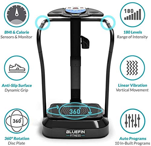 Bluefin Vibrationsplatte Pro – Leise Motoren, Lautsprecher, Schwarz