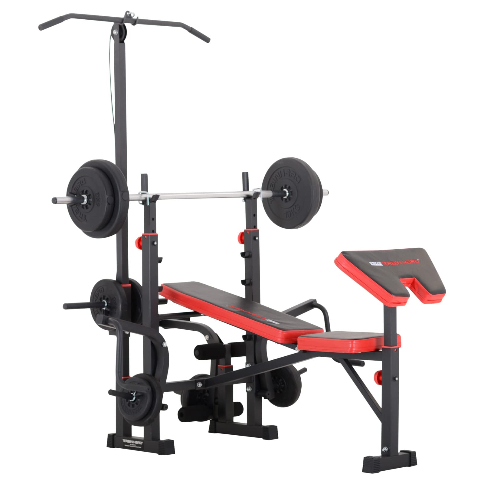 TrainHard Kraftstation – Hantelbank mit Langhantel & 25 kg Set