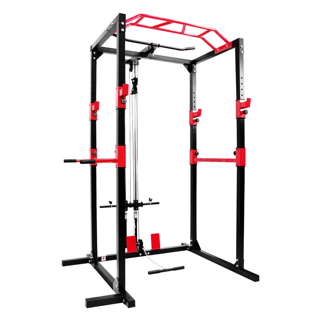 Ultrasport Power Rack – Multifunktionales Fitnessgerät, Schwarz/Rot