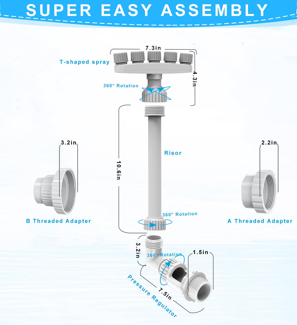 Verstellbarer Pool-Wasserfall mit 5 Düsen