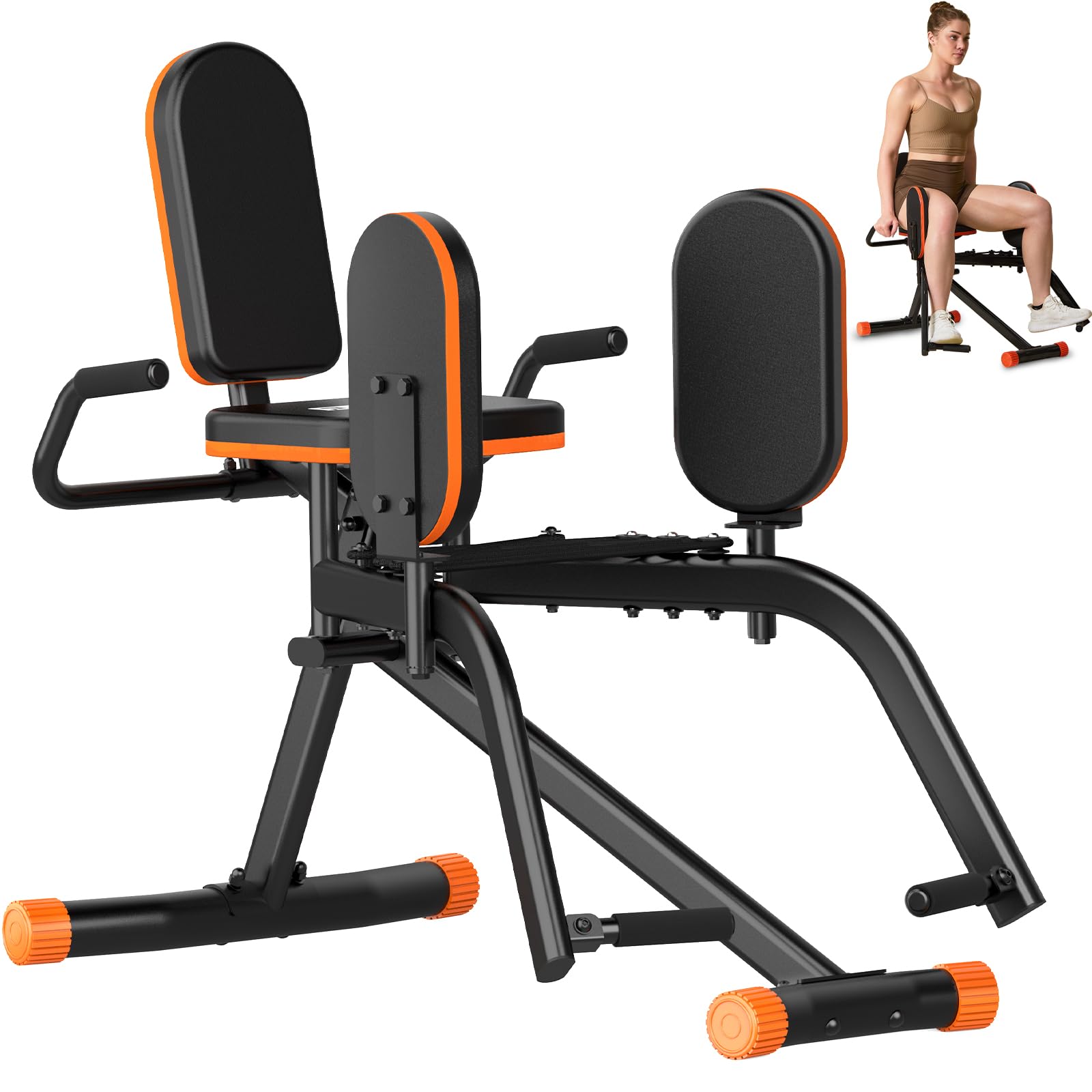 Hip Abductor Machine – Fitnessgerät für Beintraining, Schwarz/Orange