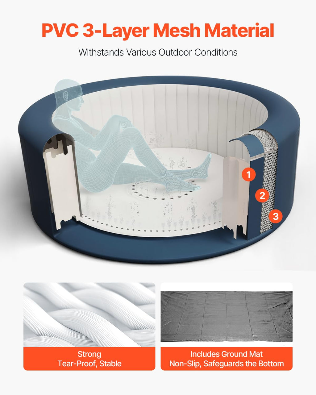 VEVOR aufblasbare Badewanne für 6-8 Personen