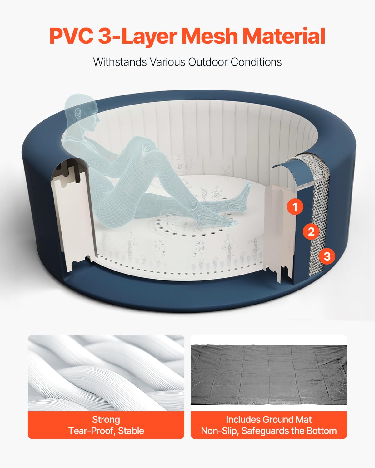 VEVOR aufblasbare Badewanne für 6-8 Personen