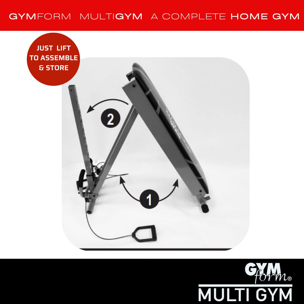 GYMFORM Multigym Heimtrainer – Kraftstation mit Seilzug & Beinzubehör
