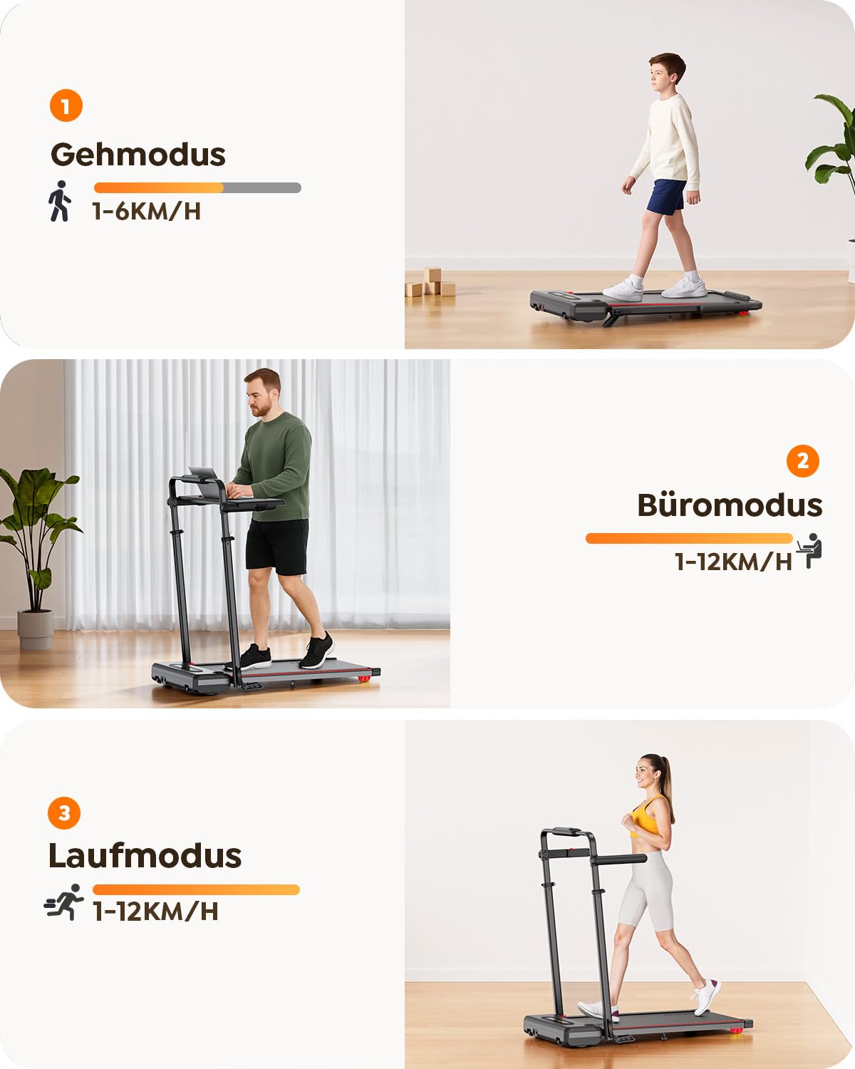 Laufband 6-in-1 Walking Pad klappbar – 12 km/h, 2.5 HP, 136 kg