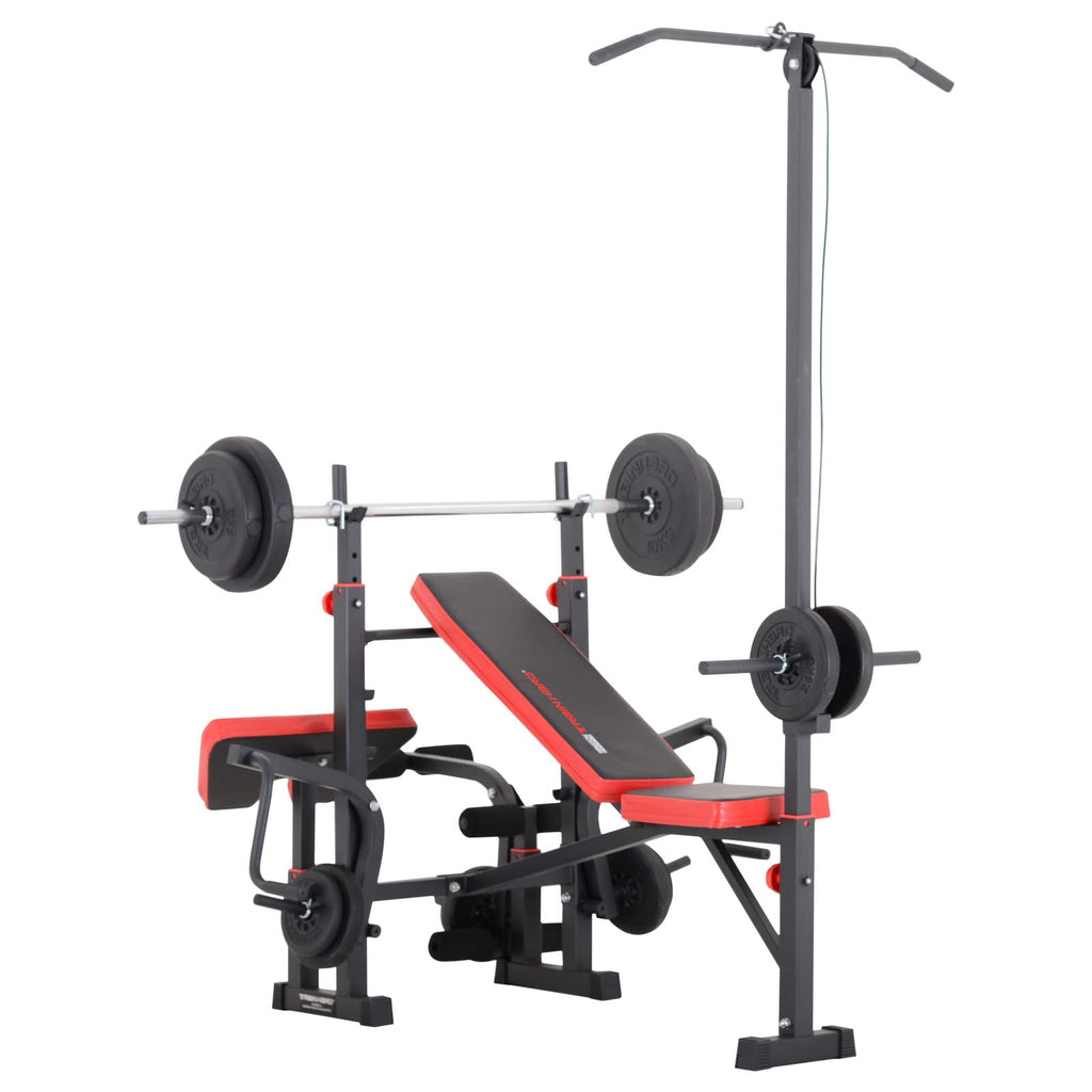 TrainHard Kraftstation – Hantelbank mit Langhantel & 25 kg Set