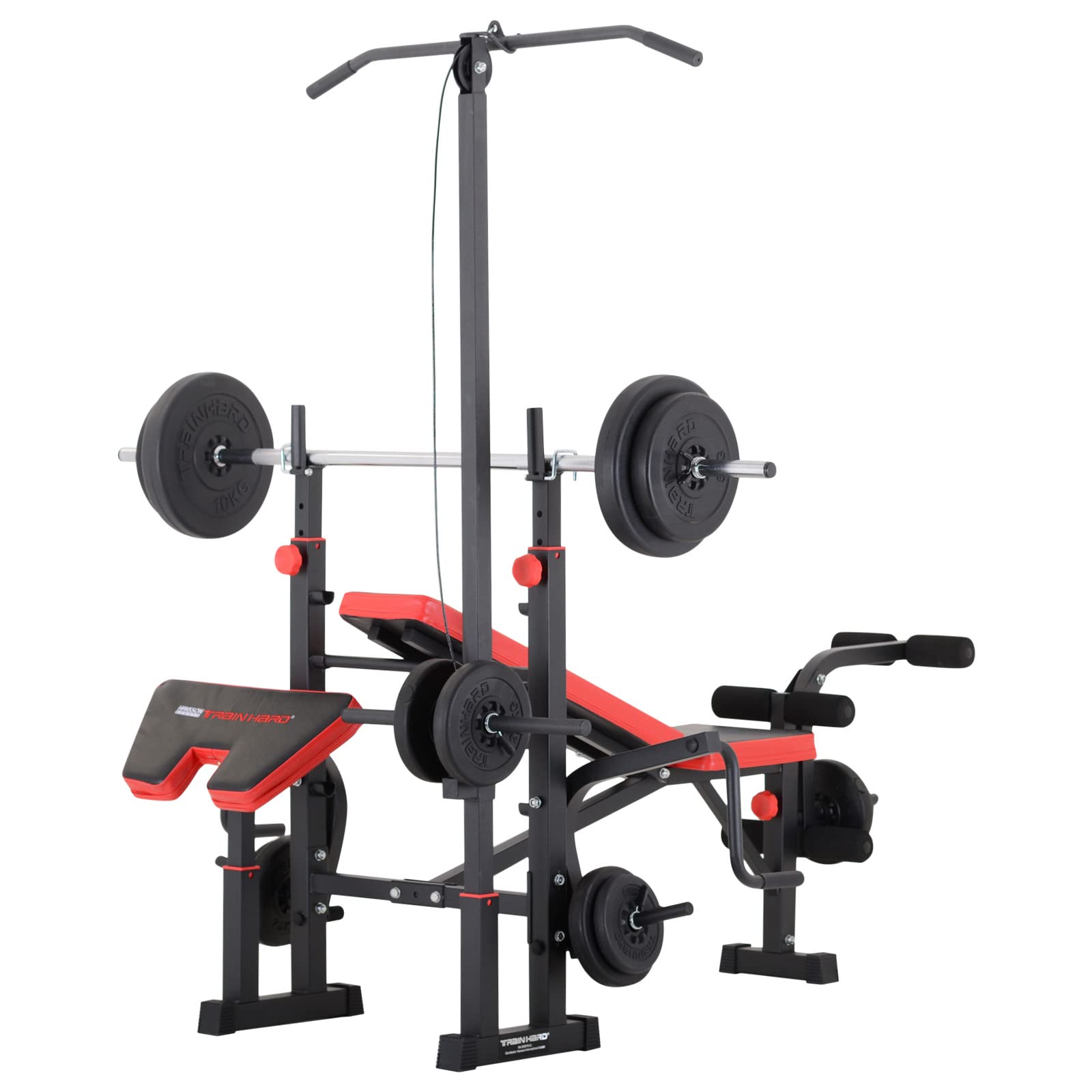 TrainHard Kraftstation – Hantelbank mit Langhantel & 25 kg Set