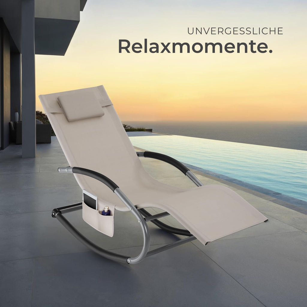 tectake® Gartenliege mit Seitentasche