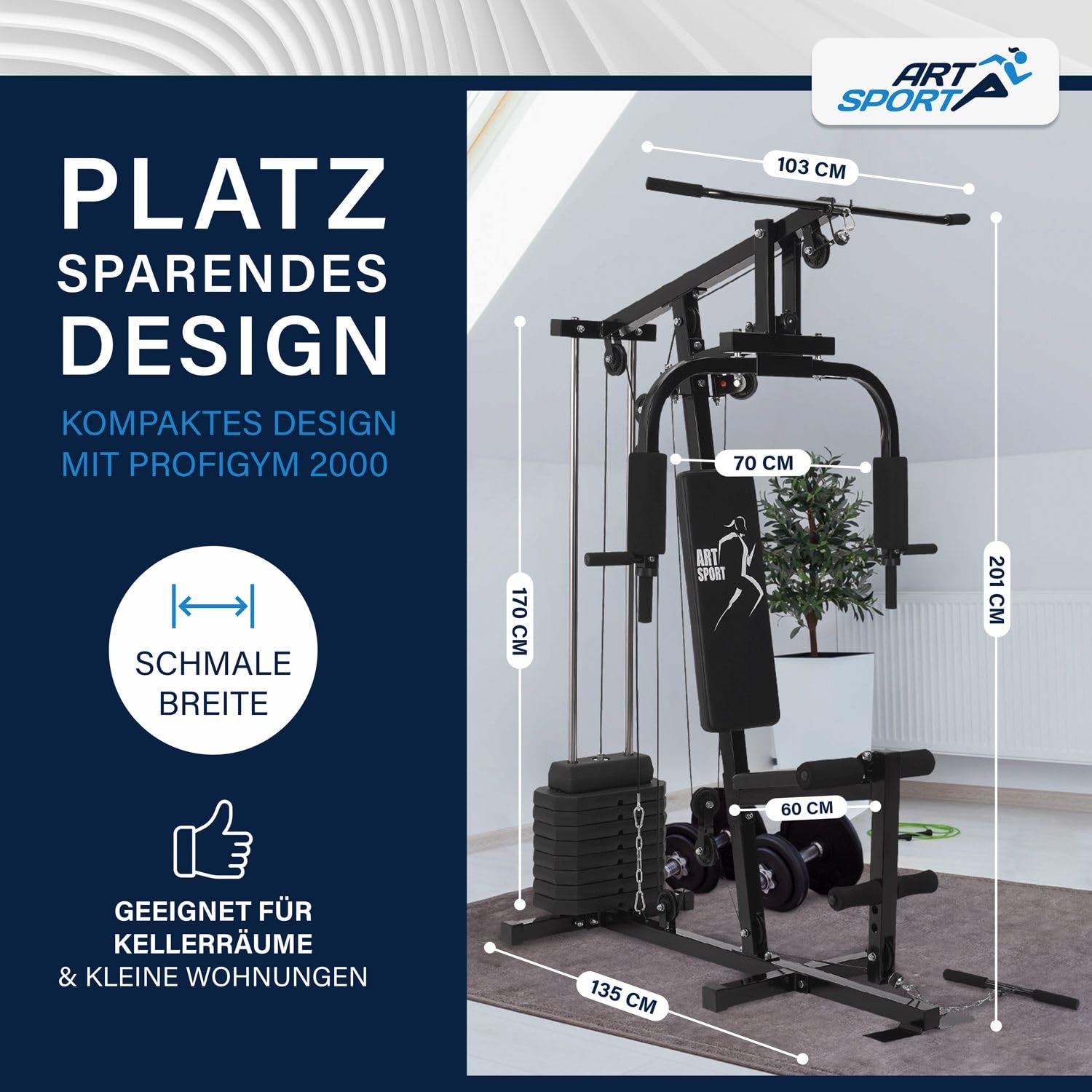 ArtSport Kraftstation ProfiGym 2000 – Multistation mit Latzug, Butterfly & Beinstrecker 40 kg