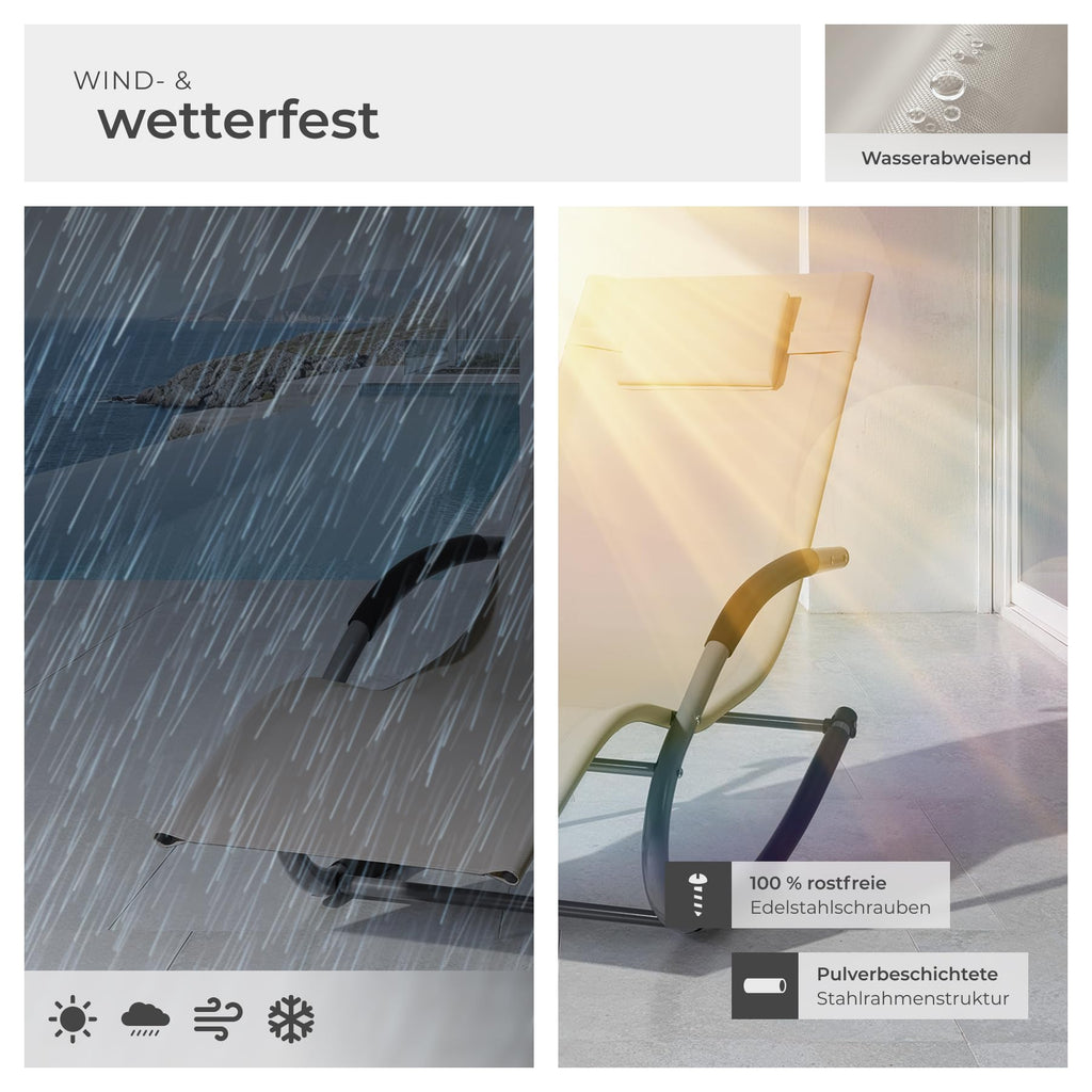 tectake® Gartenliege mit Seitentasche