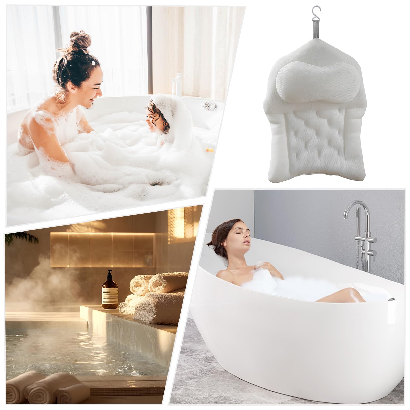 Badewannenkissen mit 4D-Nackenstütze