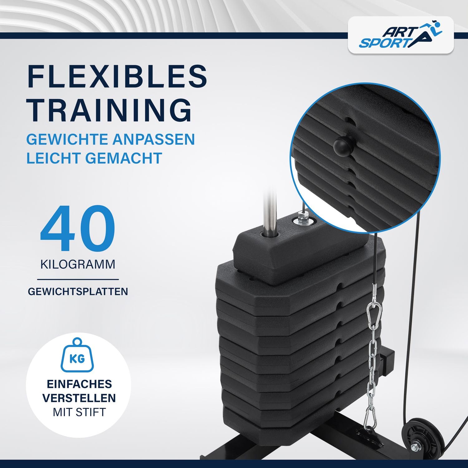 ArtSport Kraftstation ProfiGym 2000 – Multistation mit Latzug, Butterfly & Beinstrecker 40 kg