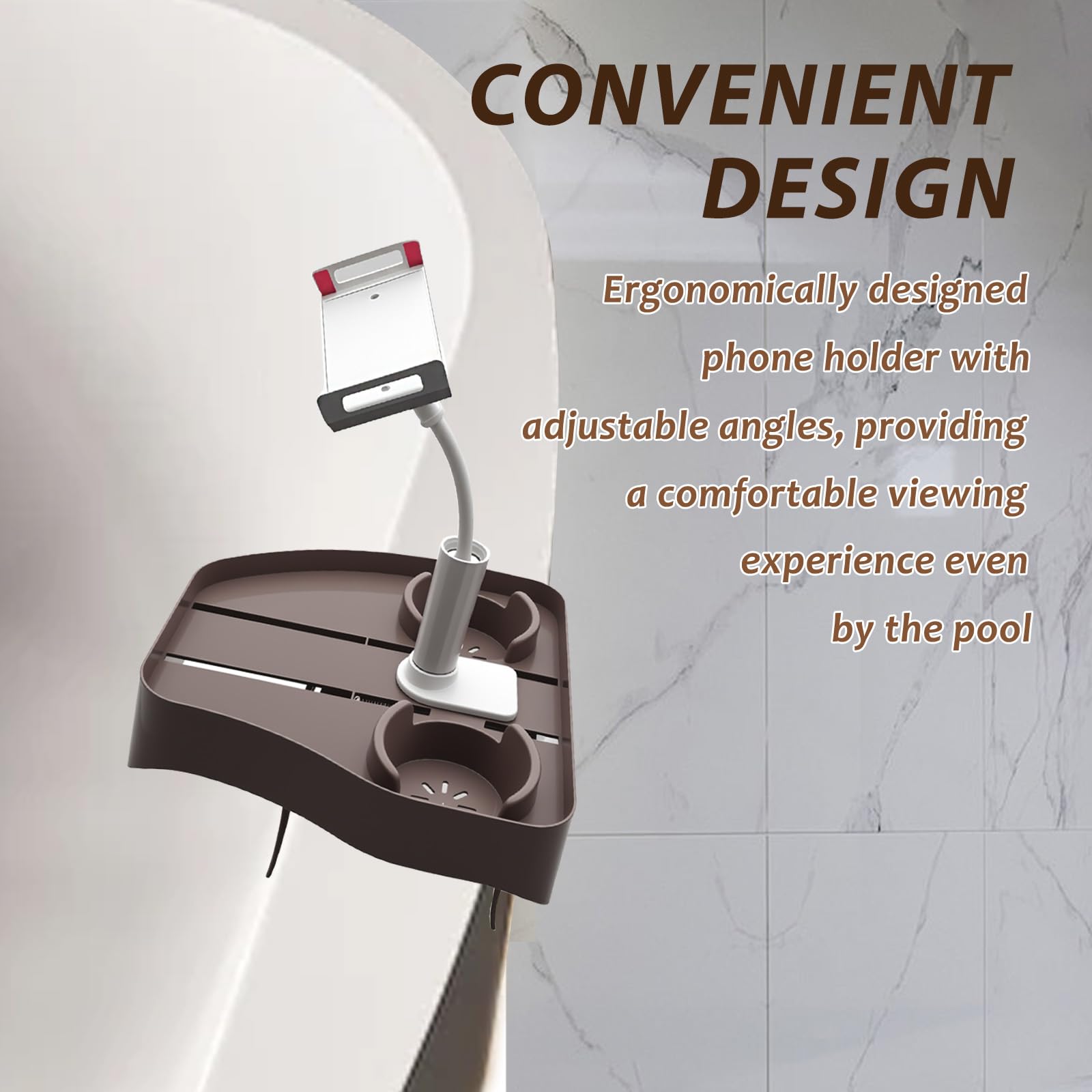 3-in-1 Whirlpool-Tablett mit Getränke- und Handyhalter