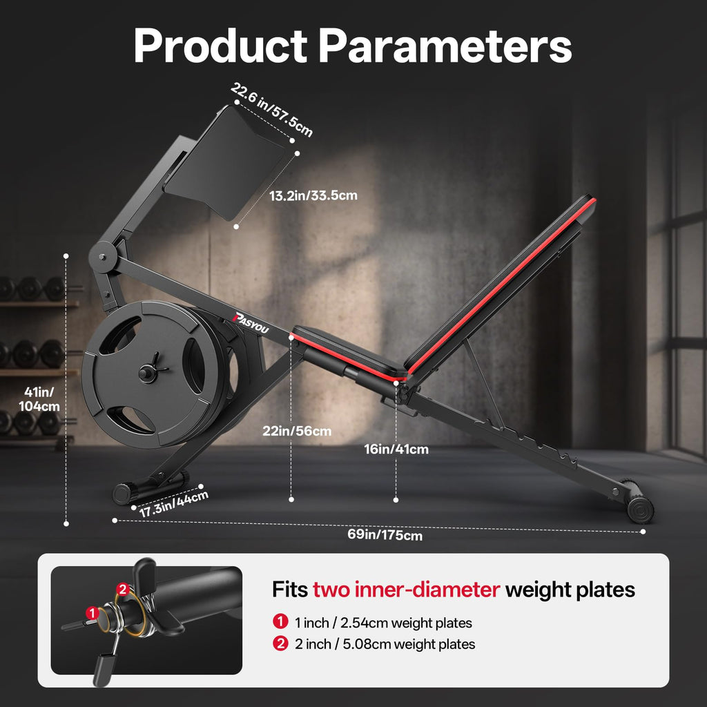 PASYOU Beinstreckermaschine – Verstellbare Hantelbank 100 kg