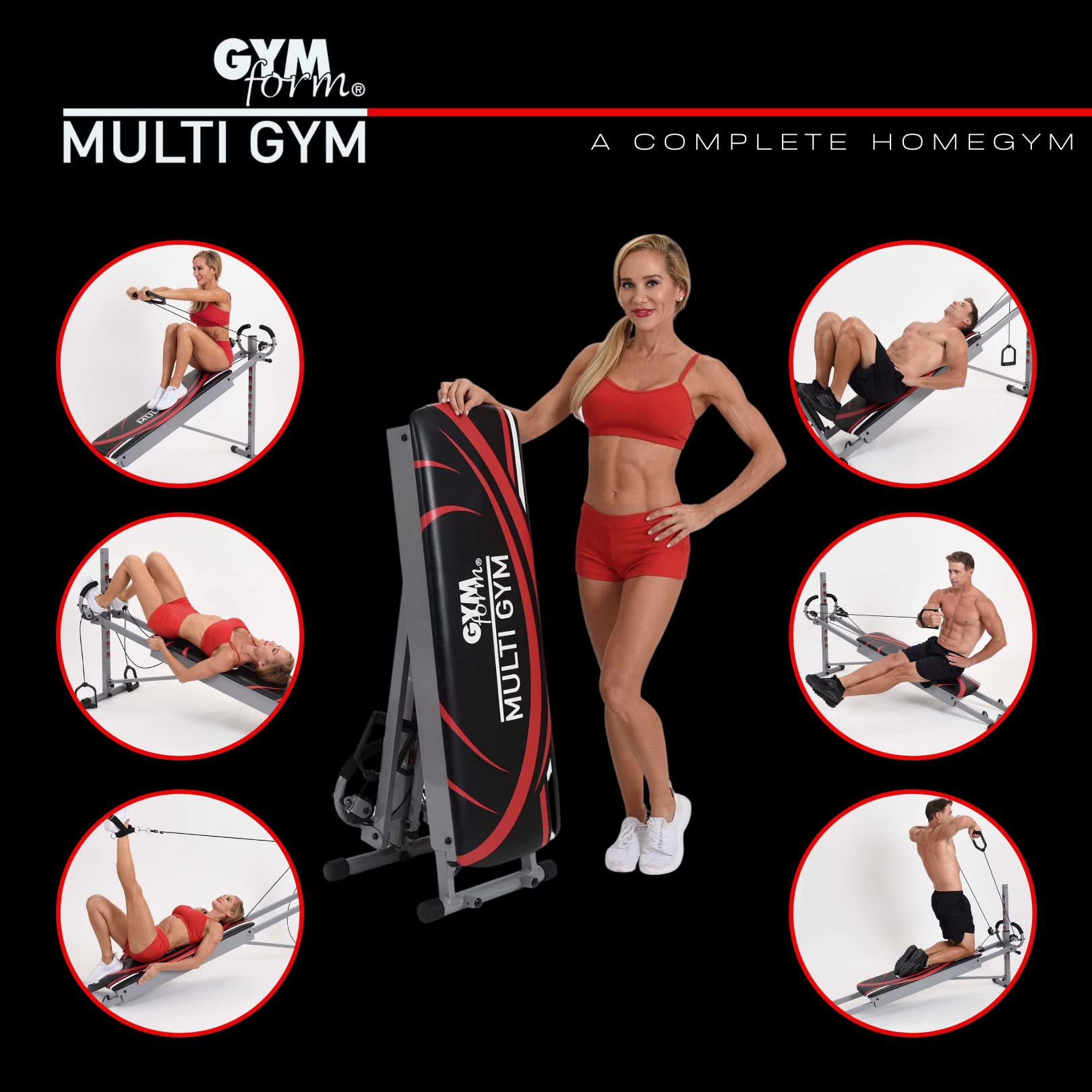 GYMFORM Multigym Heimtrainer – Kraftstation mit Seilzug & Beinzubehör