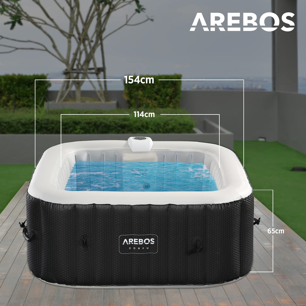 Arebos aufblasbarer Whirlpool mit LED-Beleuchtung