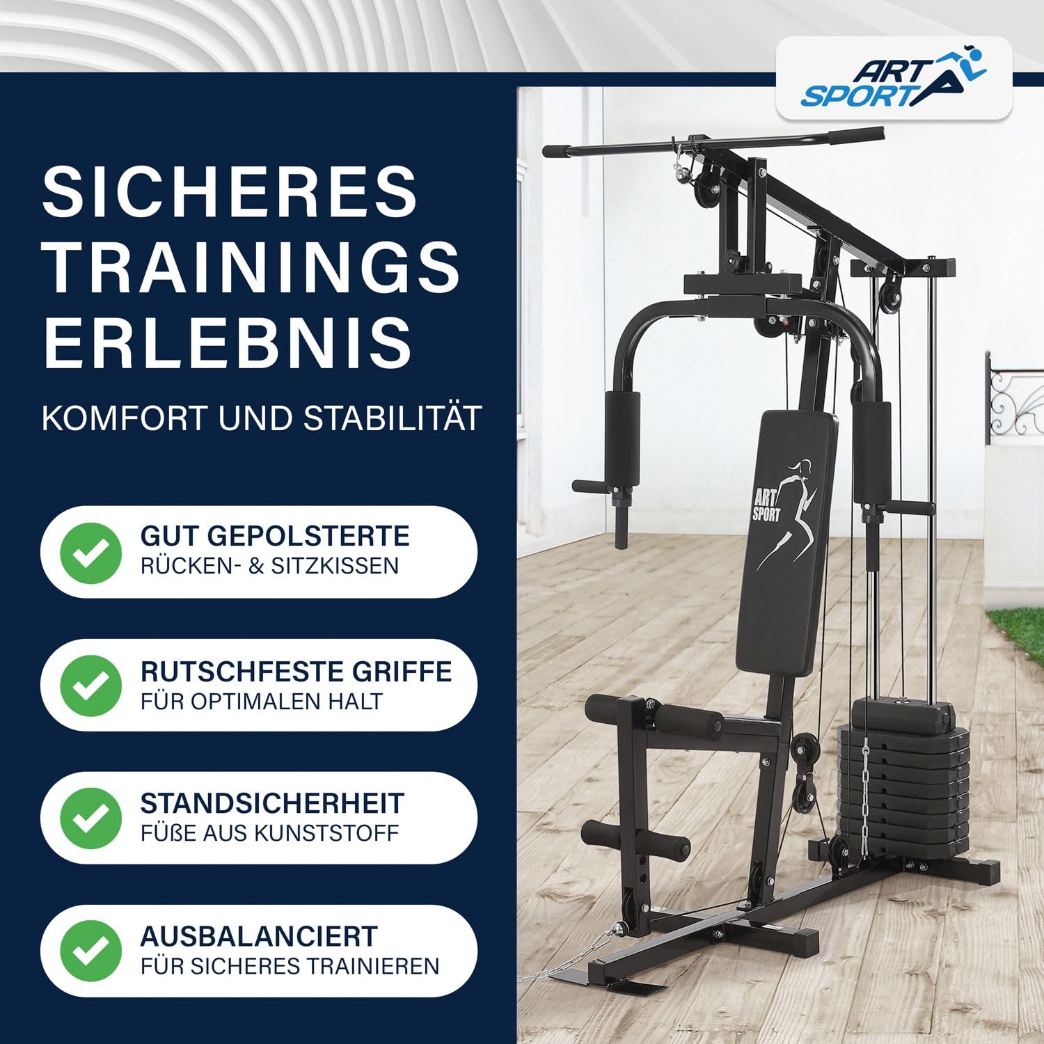 ArtSport Kraftstation ProfiGym 2000 – Multistation mit Latzug, Butterfly & Beinstrecker 40 kg