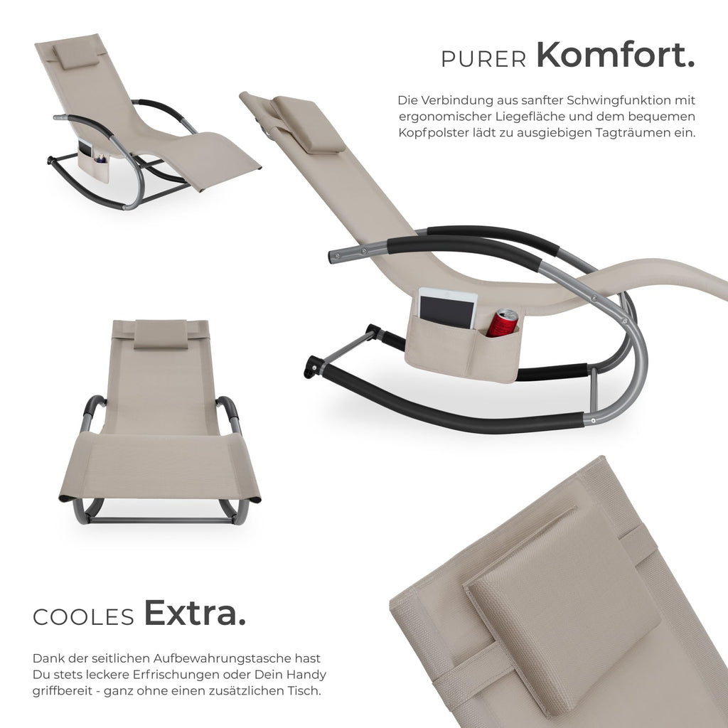 tectake® Gartenliege mit Seitentasche