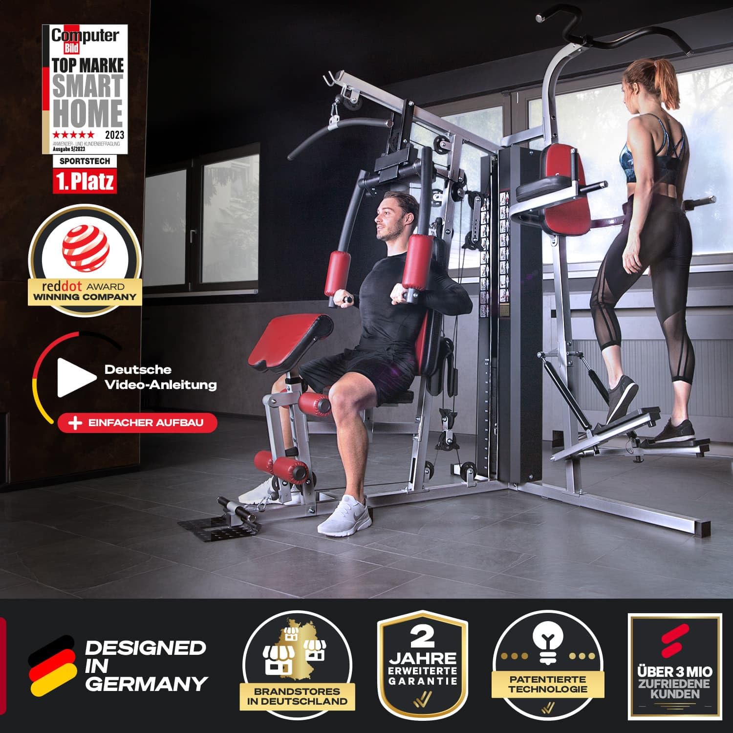 Sportstech Kraftstation HGX150/HGX200 – Homegym mit Stepper/Beinpresse 80 kg