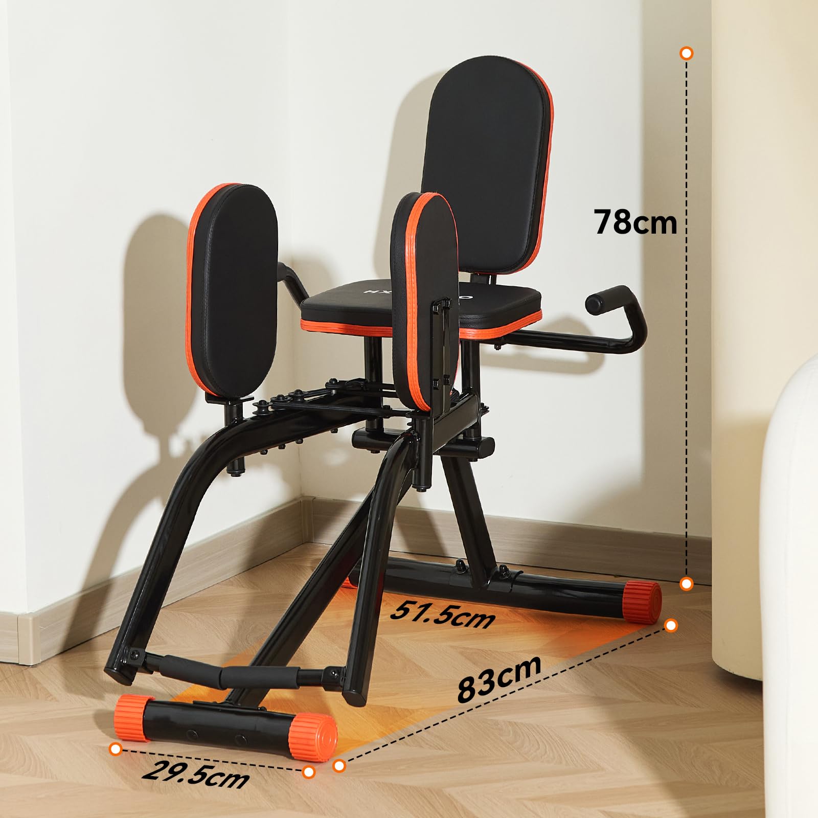 Hip Abductor Machine – Fitnessgerät für Beintraining, Schwarz/Orange