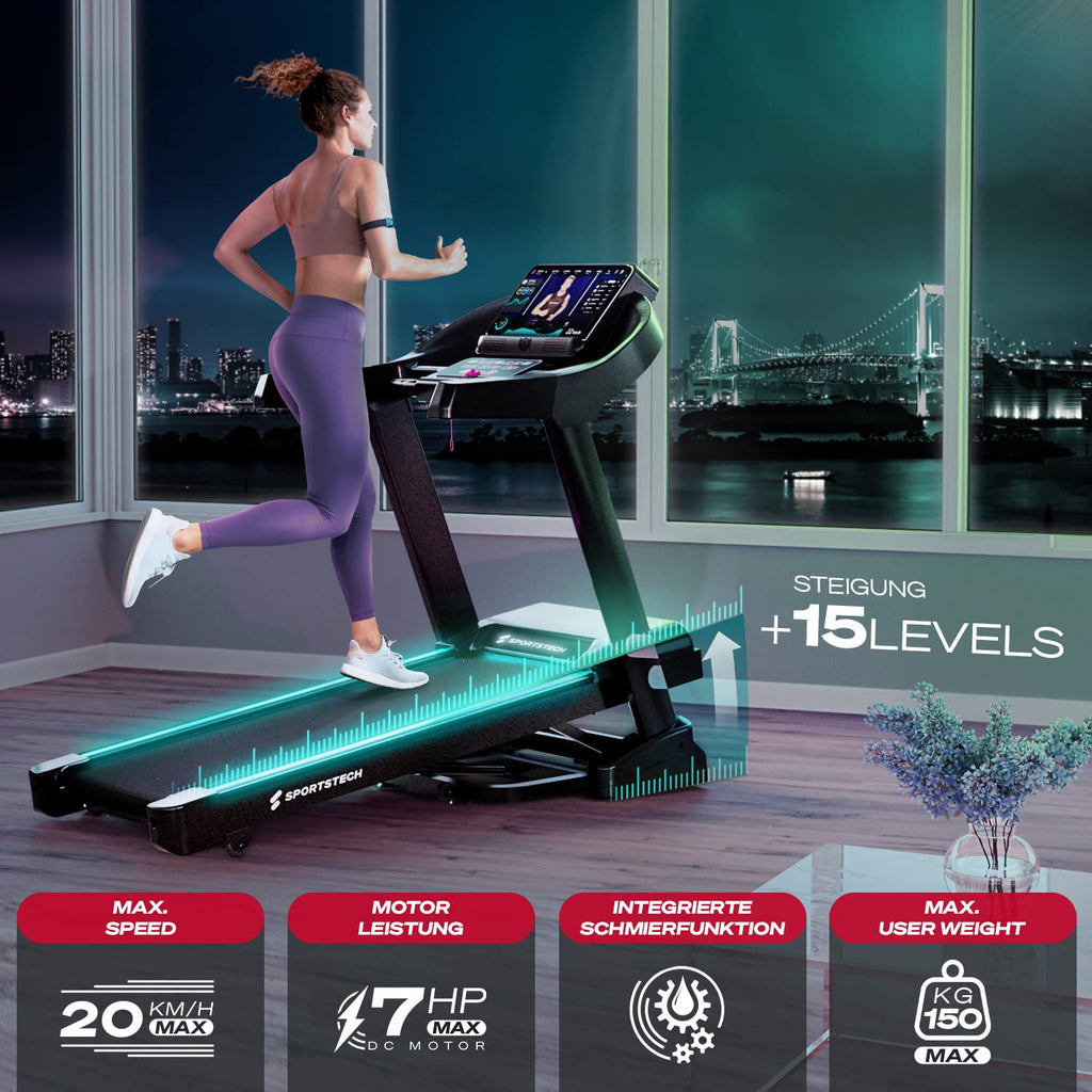 Sportstech F37s Laufband klappbar – 20 km/h, 7 PS, TÜV