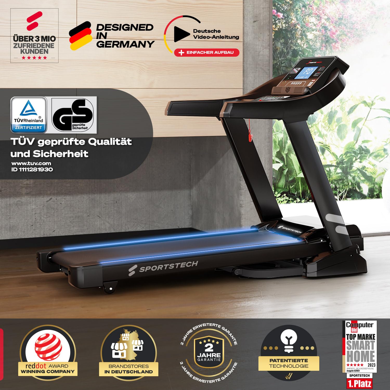 Sportstech F37s Laufband klappbar – 20 km/h, 7 PS, TÜV