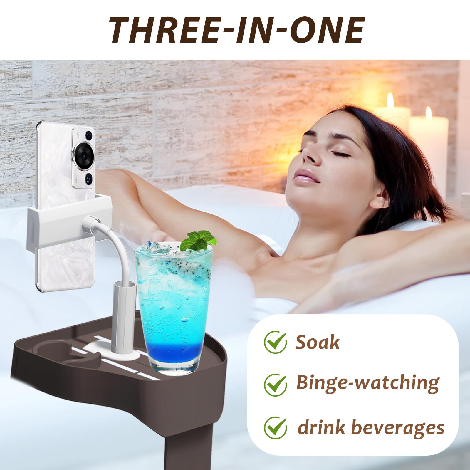 3-in-1 Whirlpool-Tablett mit Getränke- und Handyhalter