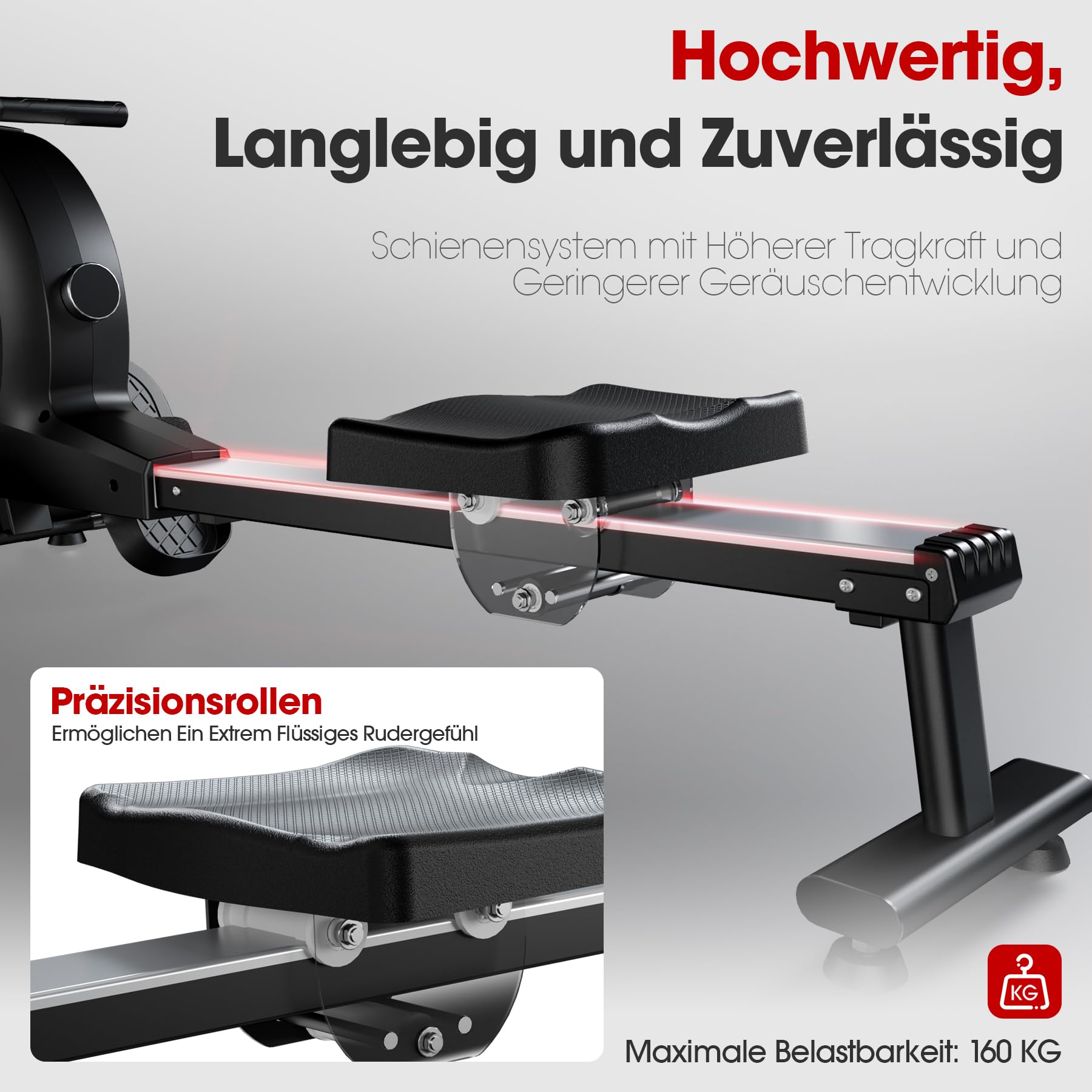Wenoker Rudergerät – Magnetisch, 32 Stufen, App & LCD, 160 kg, klappbar