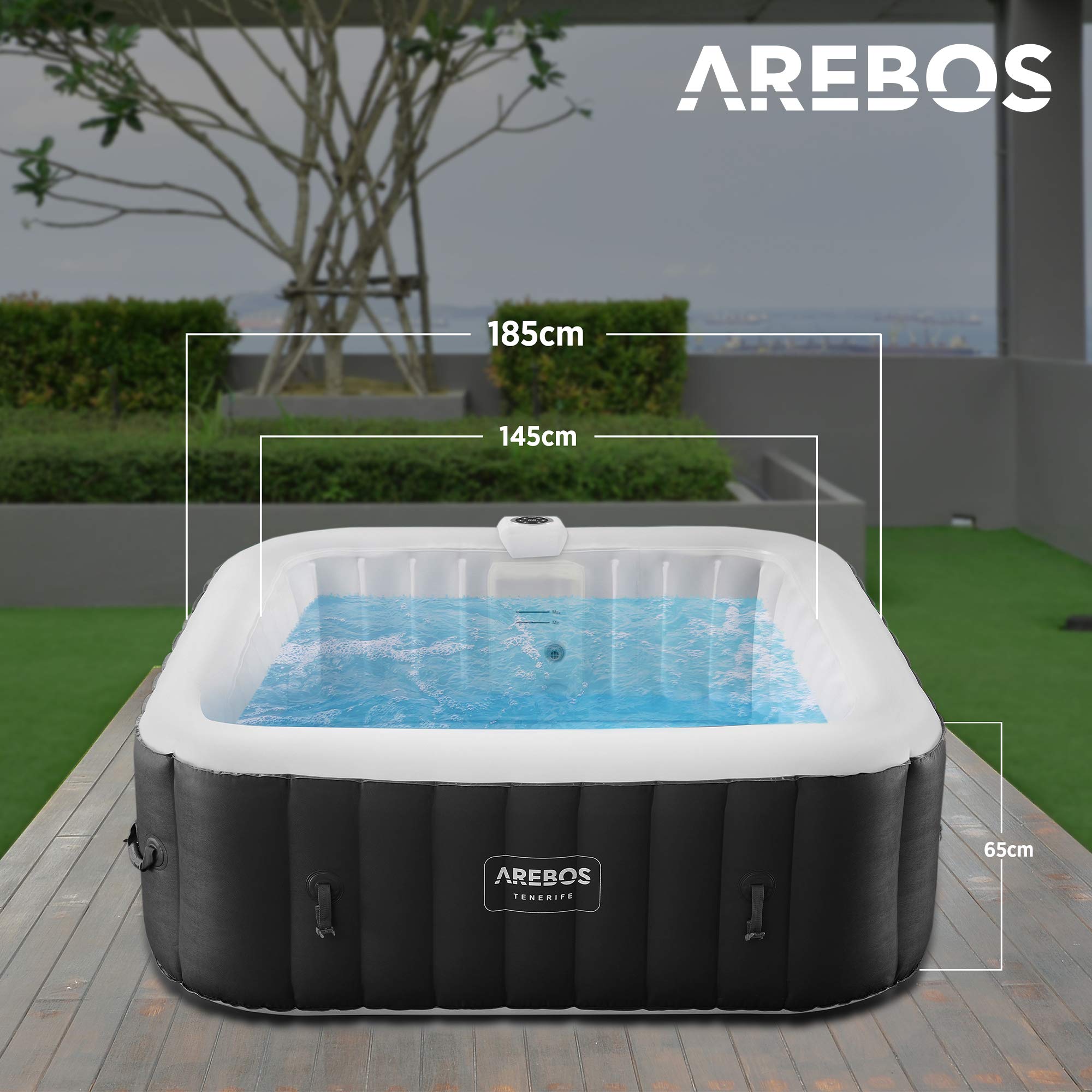 Arebos Spa Whirlpool mit 2400 W und LED-Beleuchtung