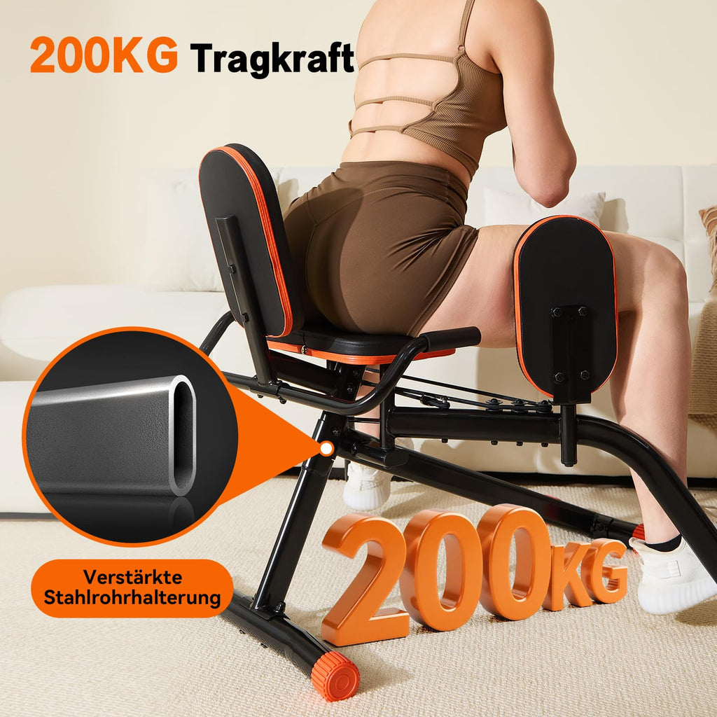 Hip Abductor Machine – Fitnessgerät für Beintraining, Schwarz/Orange