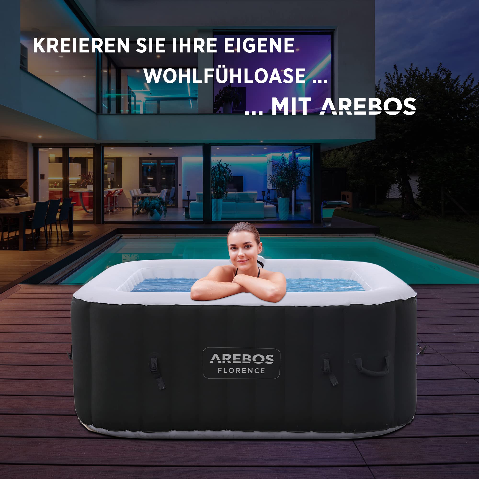 Arebos Aufblasbarer Spa-Pool für 4 Personen