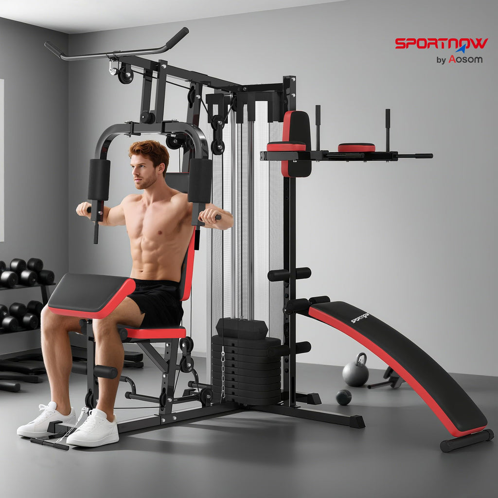 SPORTNOW Kraftstation – Multifunktionale Fitnessstation 65 kg