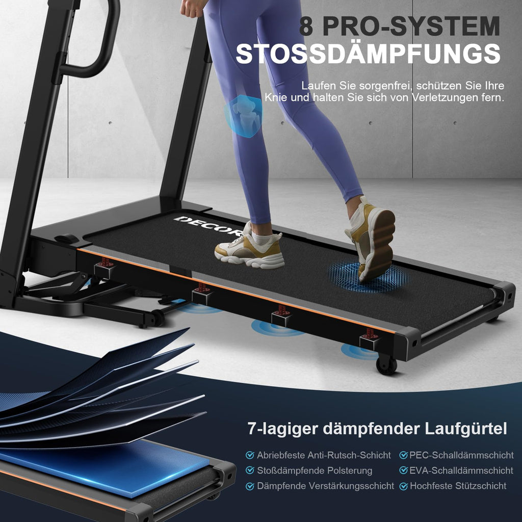 Decorcn Laufband klappbar – 4,5 PS, 16 km/h, 20 Stufen, 150 kg