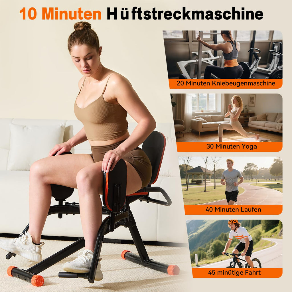 Hip Abductor Machine – Fitnessgerät für Beintraining, Schwarz/Orange