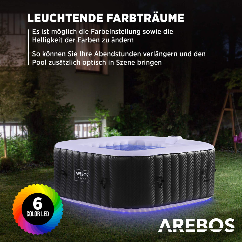 Arebos aufblasbarer Whirlpool mit LED-Beleuchtung