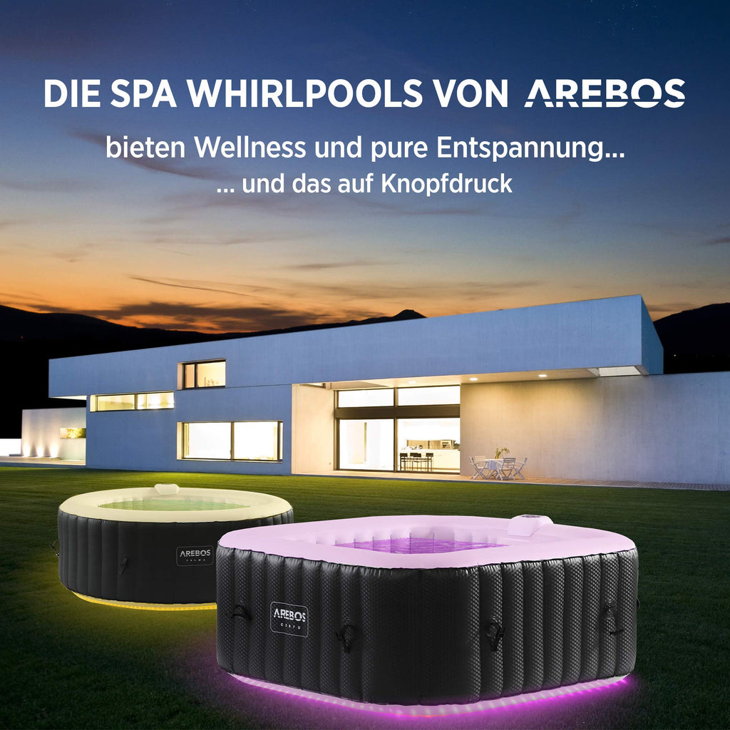 Arebos aufblasbarer Whirlpool mit LED-Beleuchtung