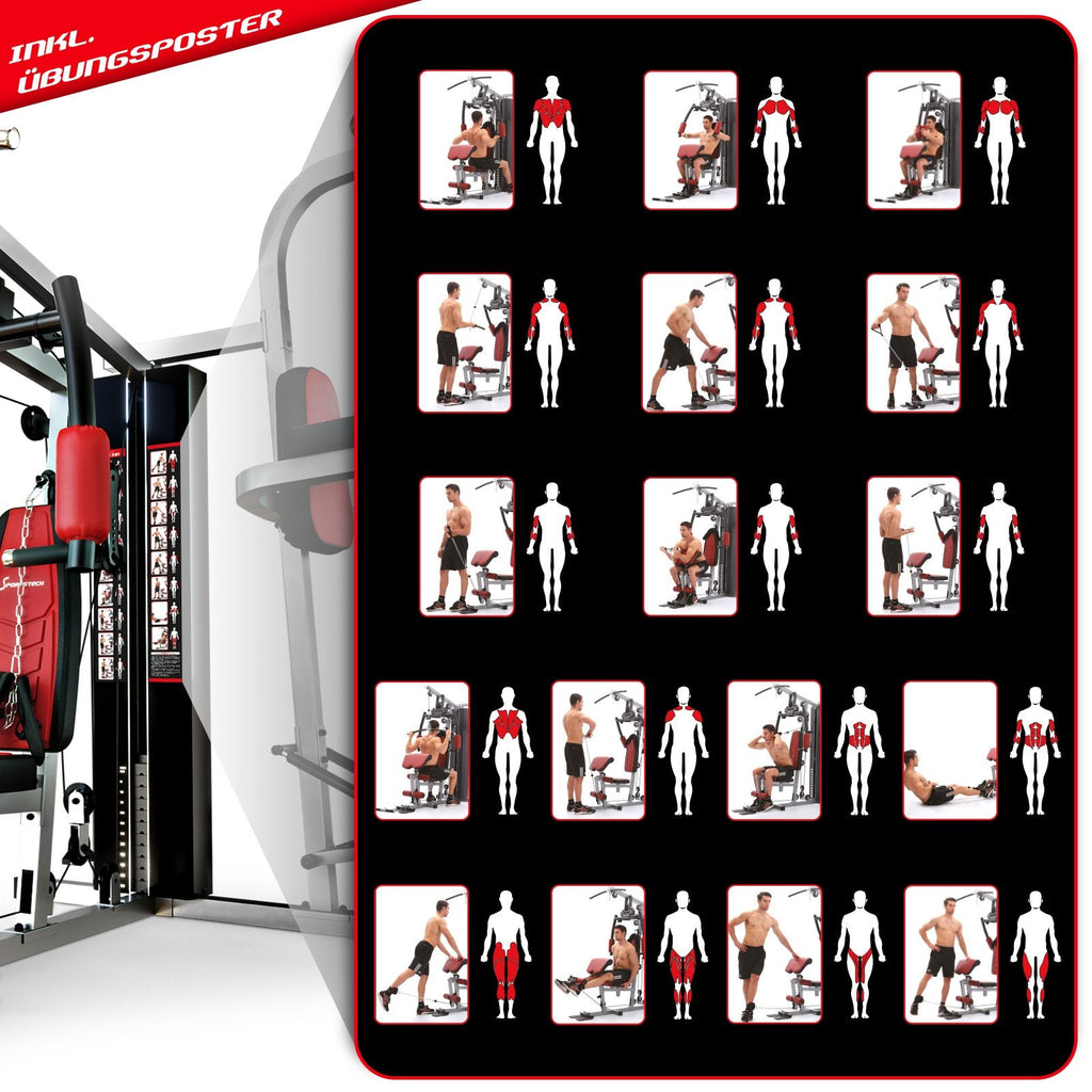 Sportstech Kraftstation HGX150/HGX200 – Homegym mit Stepper/Beinpresse 80 kg