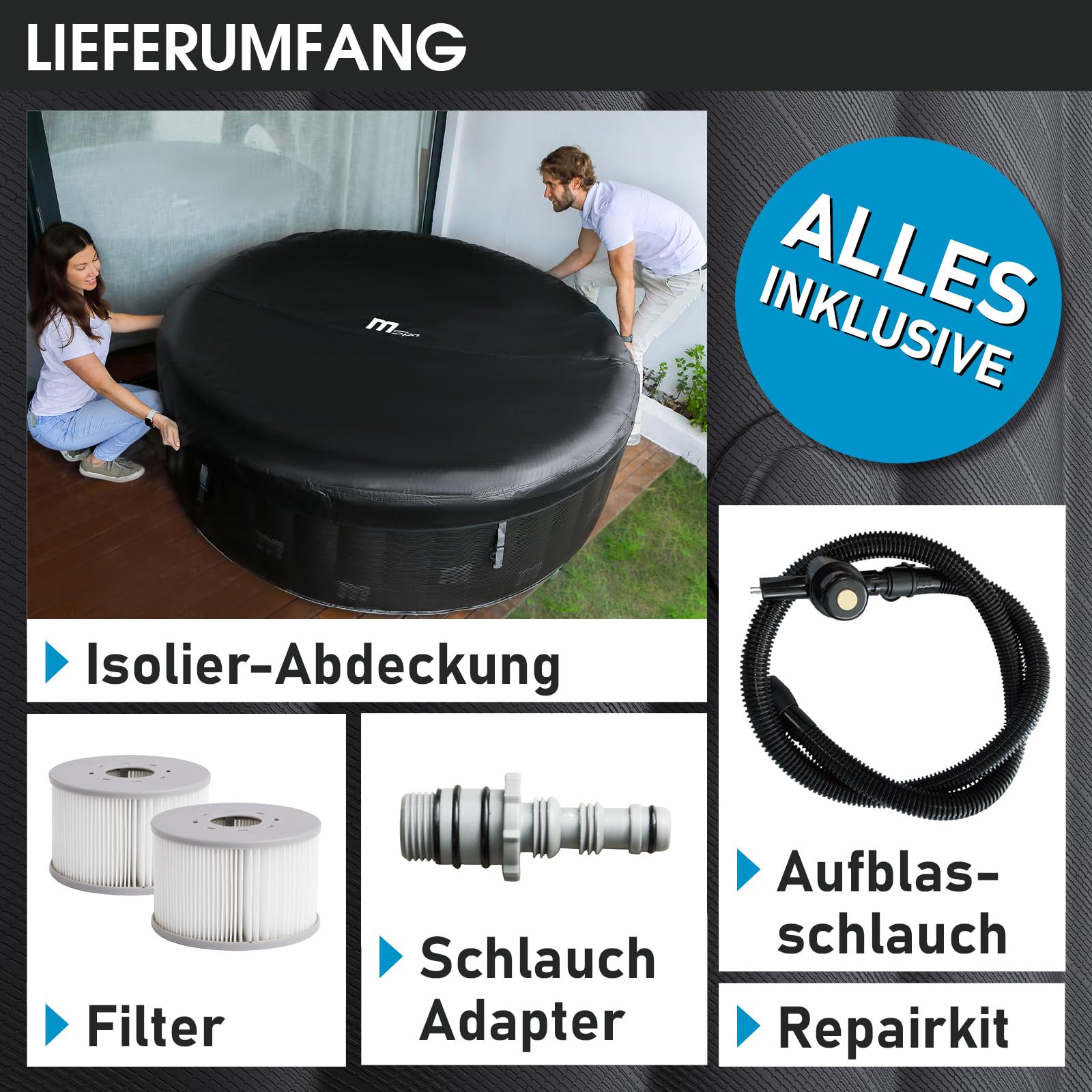 BRAST® aufblasbarer Whirlpool MSpa für 4-8 Personen