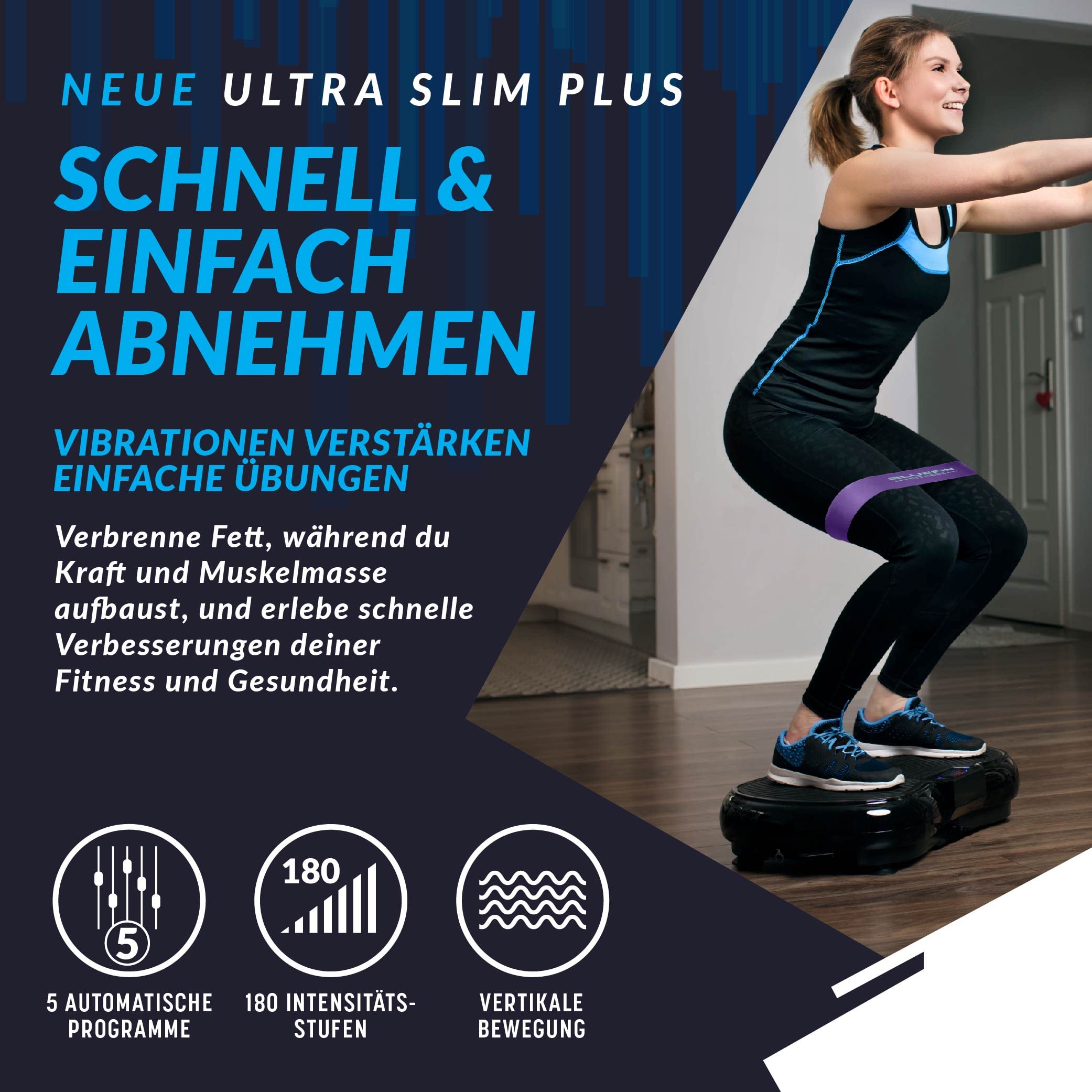 Bluefin Ultra Slim Plus Vibrationsplatte – Kompaktes Fitnessgerät