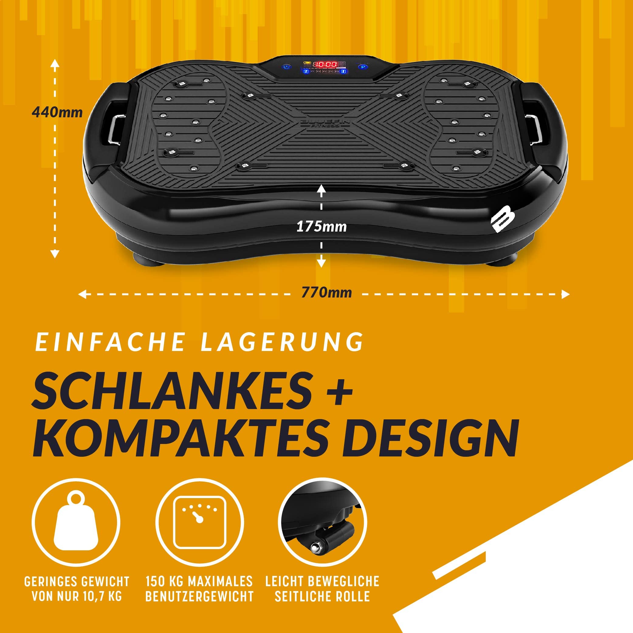 Bluefin Ultra Slim Plus Vibrationsplatte – Kompaktes Fitnessgerät