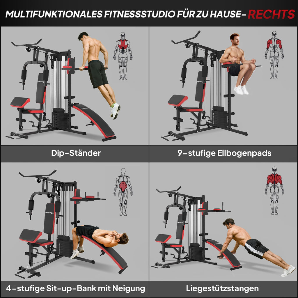 SPORTNOW Kraftstation – Multifunktionale Fitnessstation 65 kg