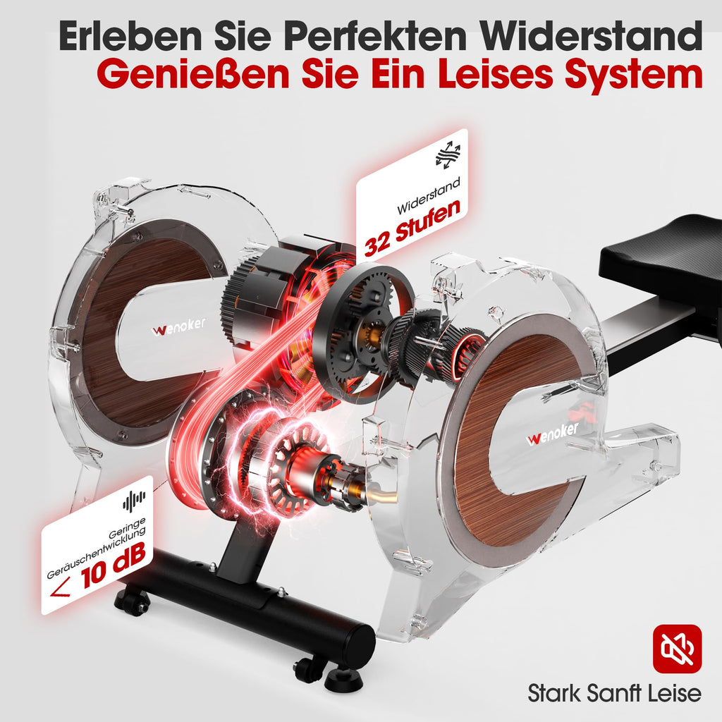 Wenoker Rudergerät – Magnetisch, 32 Stufen, App & LCD, 160 kg, klappbar
