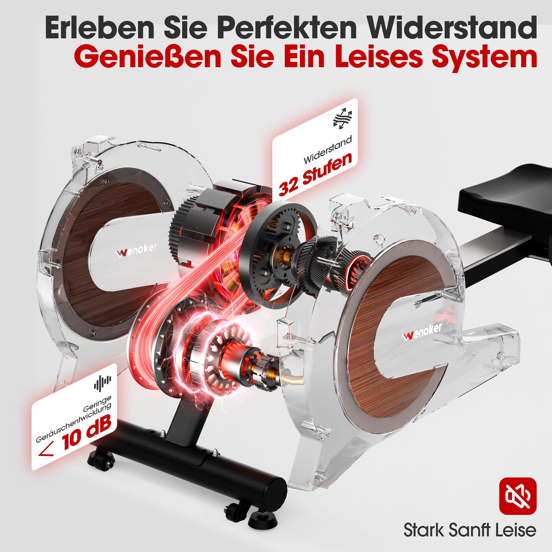 Wenoker Rudergerät – Magnetisch, 32 Stufen, App & LCD, 160 kg, klappbar
