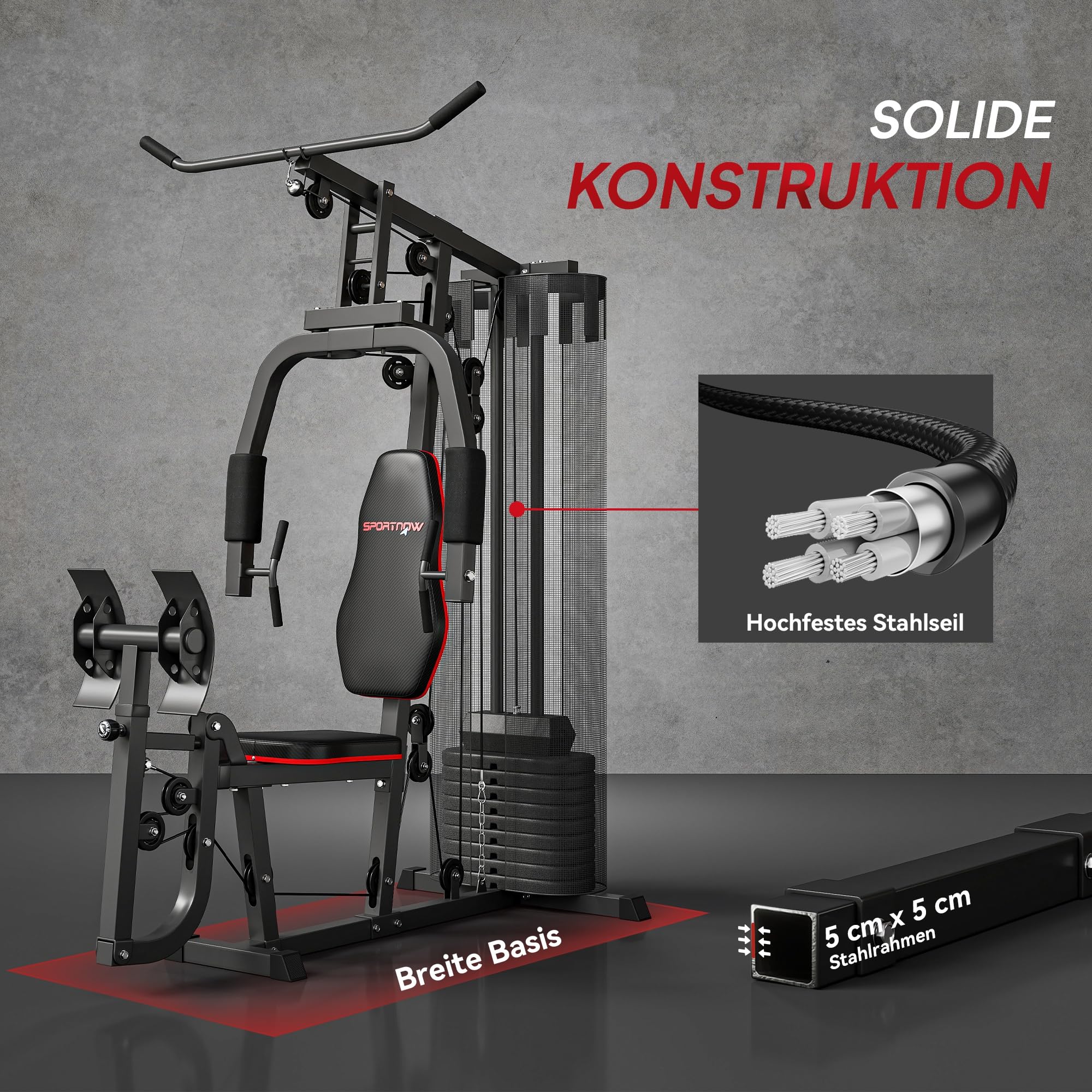 SPORTNOW Kraftstation – Multifunktionale Fitnessstation 45 kg