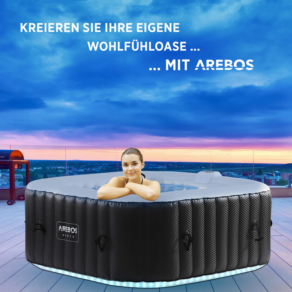 Arebos aufblasbarer Whirlpool mit LED-Beleuchtung