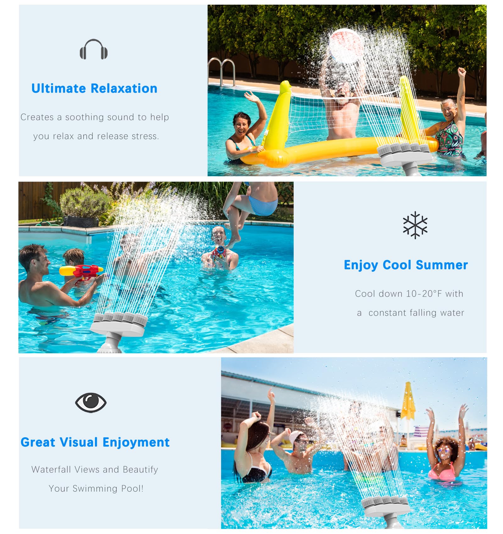 Verstellbarer Pool-Wasserfall mit 5 Düsen