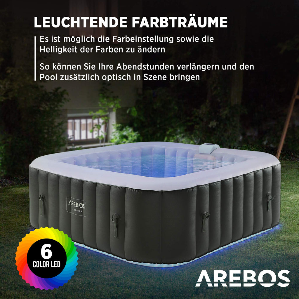 Arebos Spa Whirlpool mit 2400 W und LED-Beleuchtung