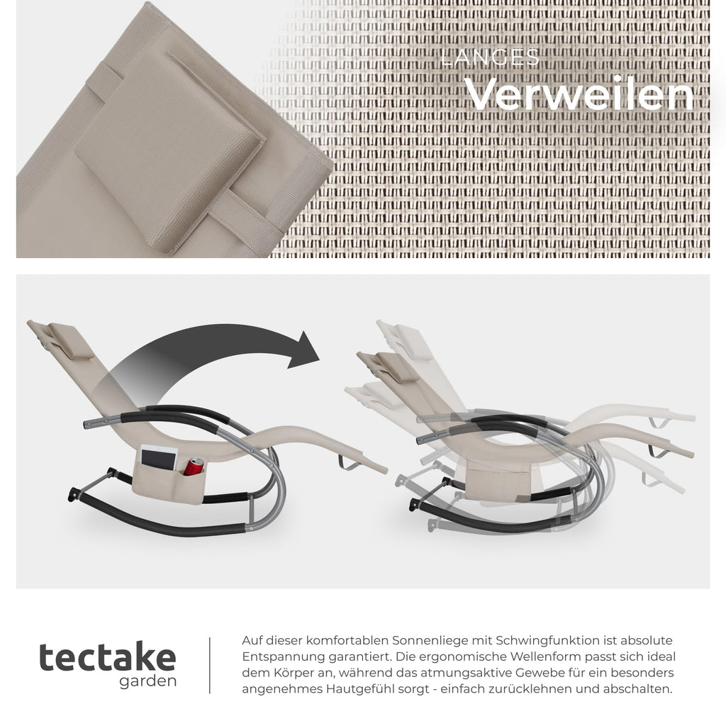 tectake® Gartenliege mit Seitentasche