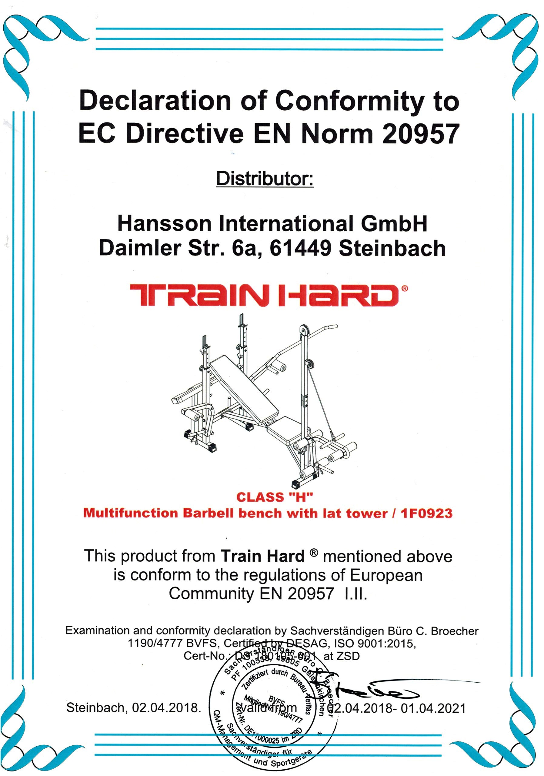 TrainHard Kraftstation – Hantelbank mit Langhantel & 25 kg Set