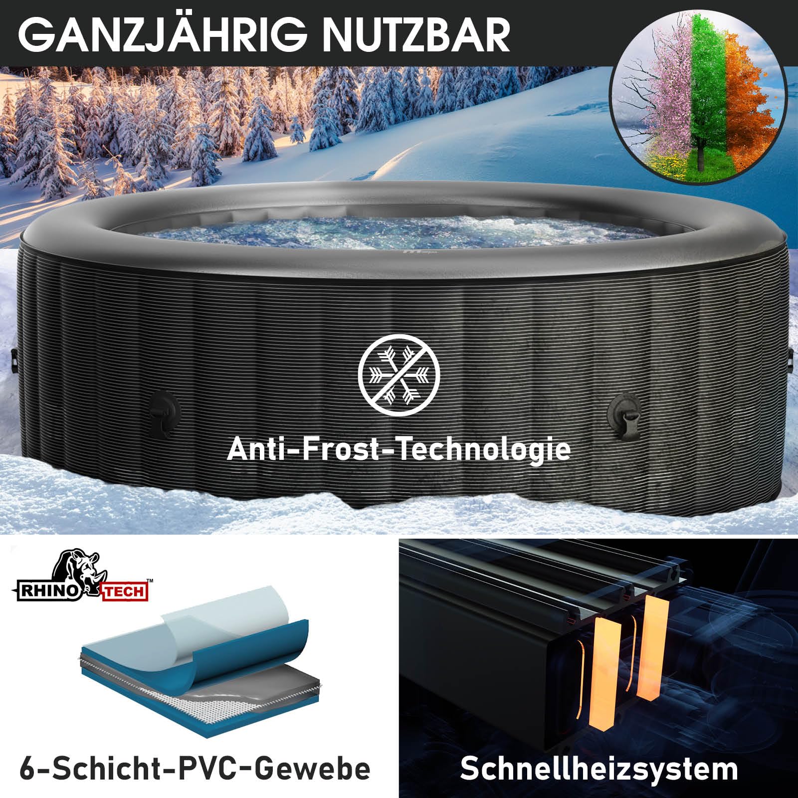 BRAST® aufblasbarer Whirlpool MSpa für 4-8 Personen